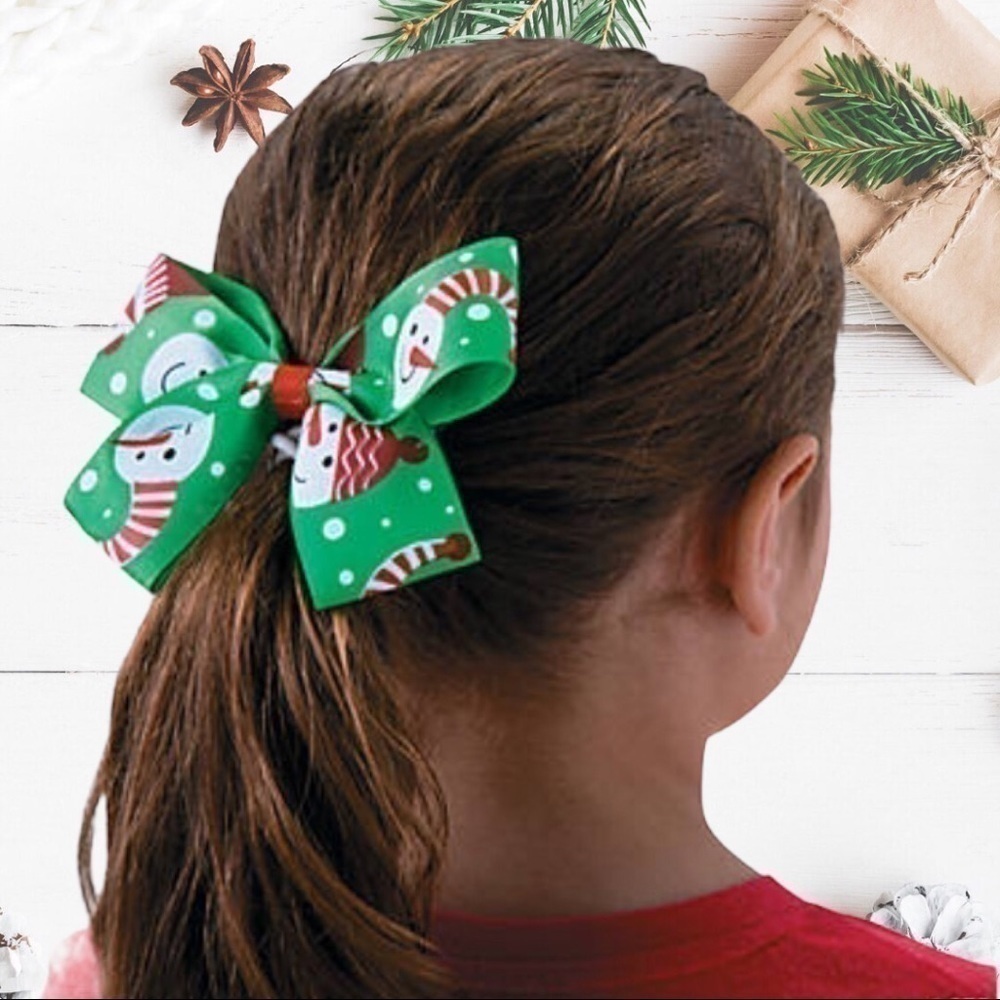 Christmas Snowman Hair Bows 2 Pack